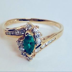 14 kt. Gold Emerald and Diamond Ring